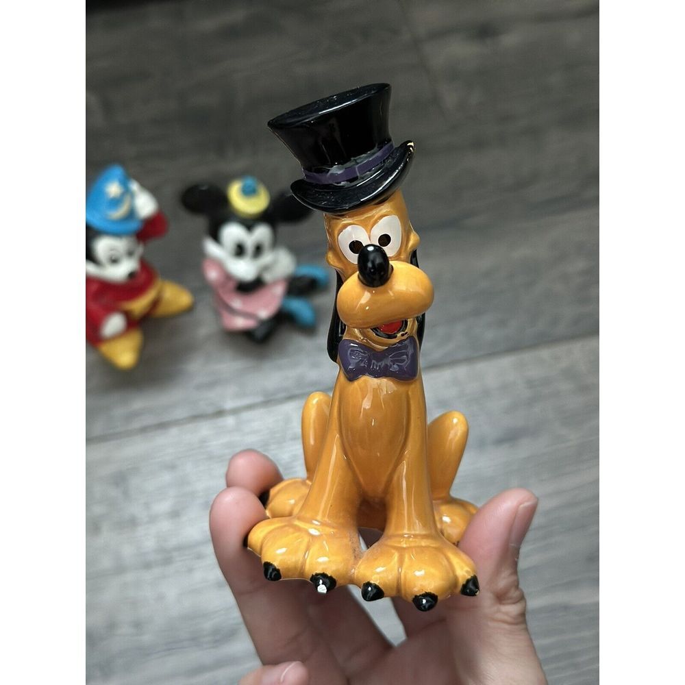 Vintage - Ceramic Fantasia Minnie Mouse Pluto Top Hat Figurine - Picture 7 of 16